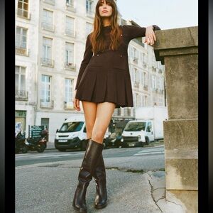 Zara pleated short knit dress